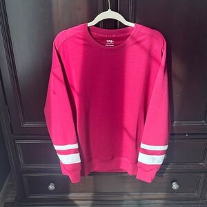 Maroon Crewneck Sweatshirt with White Stripes